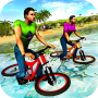 Water Surfer Floating BMX Bicycle Rider Racing