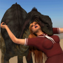 Puzzle de dinosaurio y colegiala icon